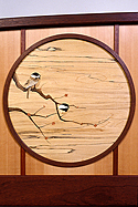 chickadee bed with marquetry  by Matthew Werner
